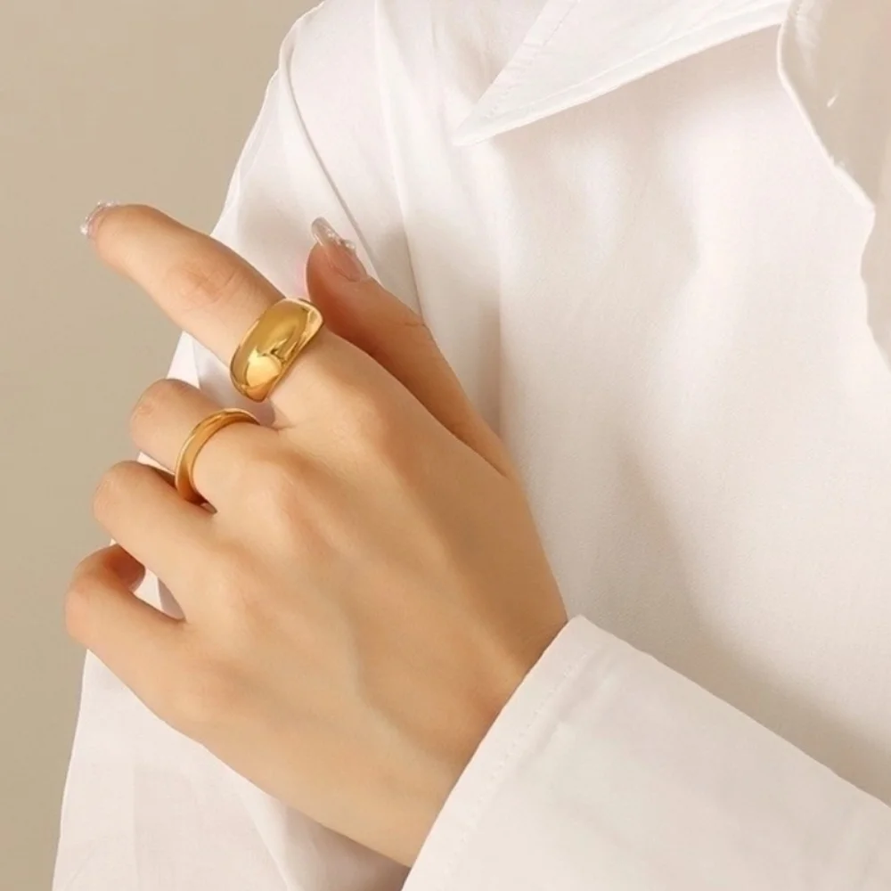 Stainless steel gold tone chunky ring new